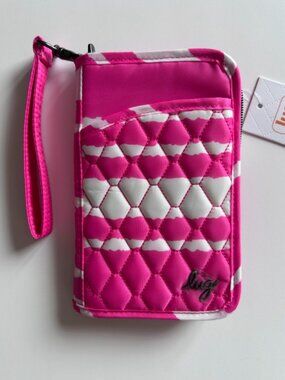 Lug Tandem Zip SE RFID Wallet Magenta Stripe Neon Pink/White